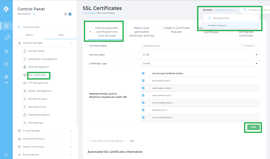 آموزش نصب و فعالسازی SSL رایگان در دایرکت ادمین